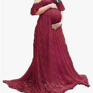 XXL Wine Lace Myzeroing Maternity Photo Shoot Dress. NWOT.